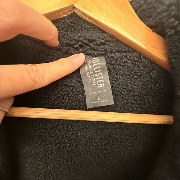 HOLLISTER REVERSIBLE FAUX SHEARLING PUFFER JACKET BLACK MENS SIZE L - Picture 7 of 10